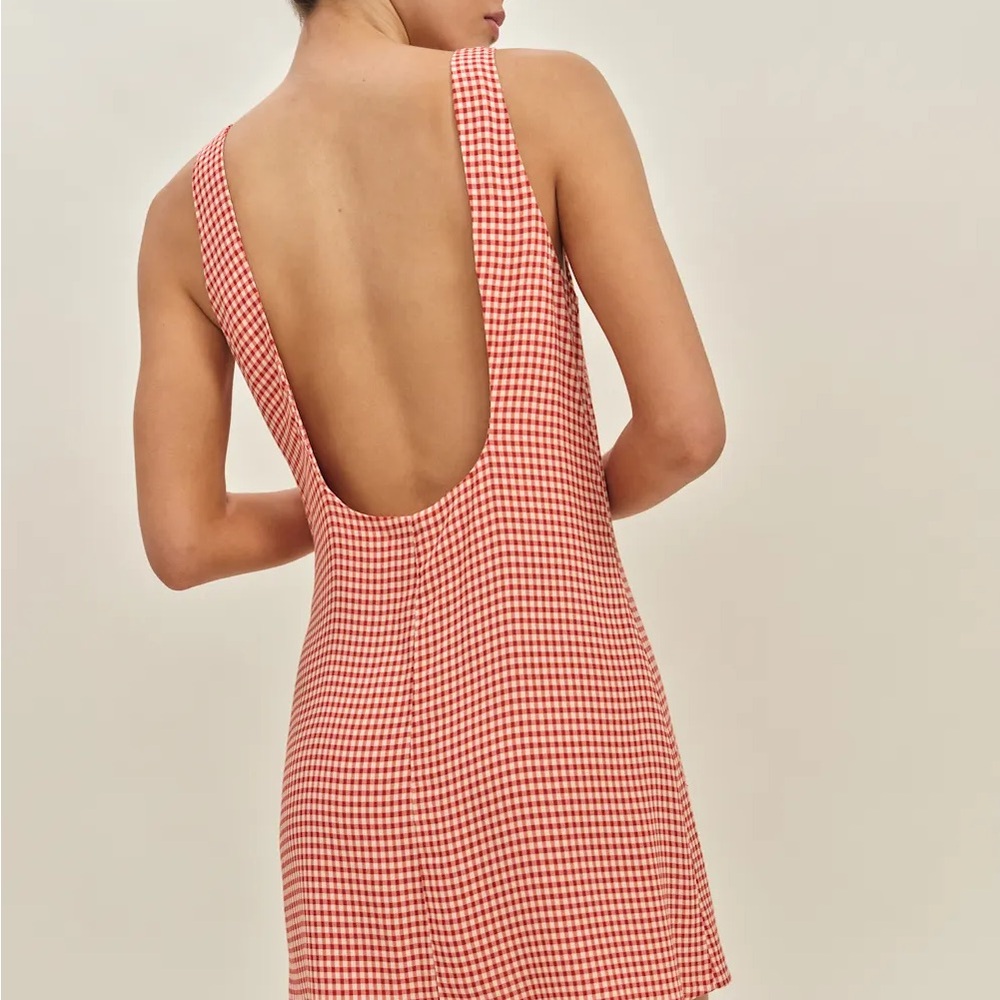 Reformation Rosemund Dress in Strawberry Check
